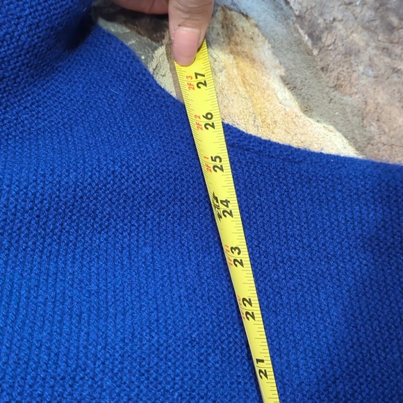 The Reset R Label Wool Cashmere Blend Sapphire Blue Sweater Funnel Mock Neck - Picture 10 of 10
